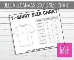 Shirt Size Chart Graphic For Your Etsy Shop Bella Canvas Size Chart For Etsy Shops