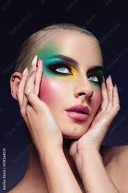 with a bright make up fashion