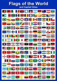 A3 Flags Of The World Capital Cities Educational Wall Chart Poster Classroom