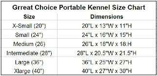 Portable Kennel Size Chart
