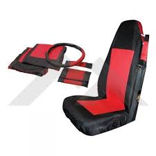 Front Seat Cover Set Black Red Rt
