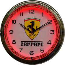 Ferrari Red Neon Advertising Clock Man