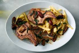 pan seared pork chops with sage dates