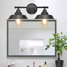 Upc makeup mirror wall mount lighted anti fog steel frame bath decor in bright brass. Amazon Com Goodyi 2 Lights Vanity Wall Sconce Lighting Rustic Style Matte Black Bathroom Light Fixtures Over Mirror Industrial Wall Light Sconces For Bathroom Vanity Lights For Cabinets Dressing Table Home Improvement