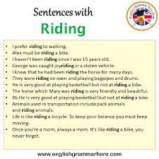 riding in a sentence in