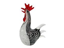 Rooster In Black White Of Glass