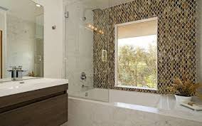 wave glass mosaic tile shower wall