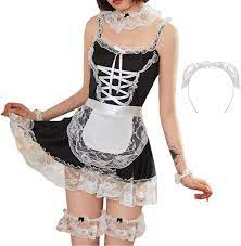 Amazon.com: JasmyGirls Maid Outfit Sexy French Maid Lingerie for Women  Anime Cosplay Costume Halloween Roleplay Lolita Dress Kawaii Lace Apron :  Clothing, Shoes & Jewelry