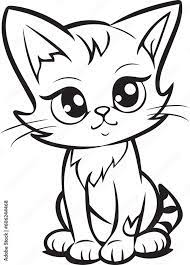 cute cartoon cat coloring book page
