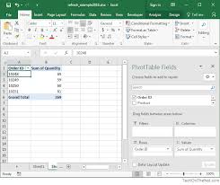ms excel 2016 how to refresh a pivot table