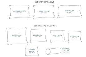 pillow sizes chart king pillows