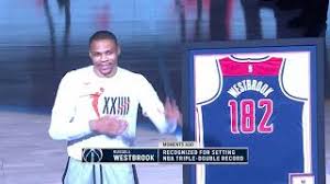 Toddlers russell westbrook houston rockets icon replica jersey. Russell Westbrook Receives A Special Wizards Jersey For 182 Triple Doubles Youtube