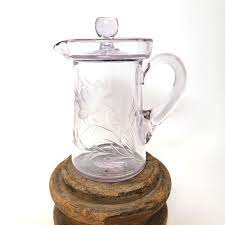 Vintage Small Glass Pitcher With Lid