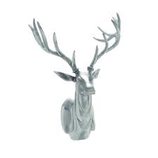 Aluminum Colored Deer Trophy Head Wall Art