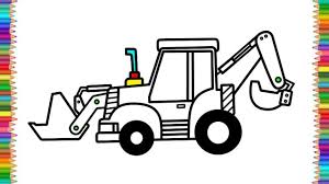 Draw a square with rounded corners behind the shape you just drew. How To Draw Excavator Truck Backhoe For Kids Coloring Pages For Children Youtube
