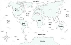 continents and oceans world map hand