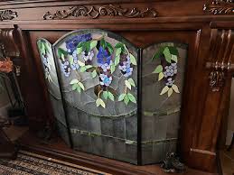 Wisteria Stained Glass Fireplace Screen