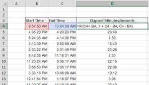 how to calculate elapsed time in excel