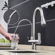 brushed nickel kitchen sink faucet with