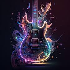 Abstract Neon Light Electric Guitar