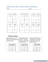 Explore this vast compilation of printable subtraction drill worksheets and expedite subtracting numbers! Subtracting 2 Digit Numbers Without Regrouping Worksheet