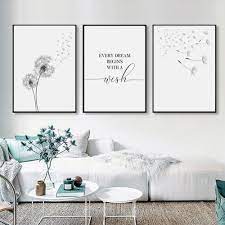 Zhaomeidaxi 3 Piece Dandelion Canvas Wall Art Paintings For Living Room Canvas Print Wall Artworks Bedroom Decoration Office Wall Decor Posters Home