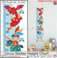 Details About Knight Dragon Height Chart Wall Sticker Measure Boys Childrens Art Ruler Growth