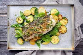 sheet pan baked fish with vegetables