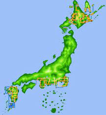 Pokemon game regions overlaid on map of Japan