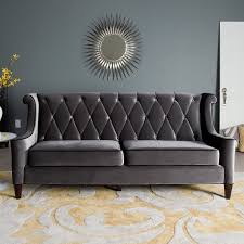 Armen Living Barrister Gray Velvet Sofa