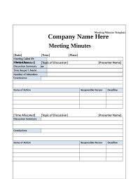 Format For Minute Of Meeting Fresh Minutes Template Domosens