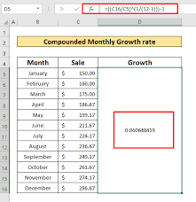 calculate monthly growth rate in excel