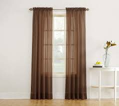 Brown Crinkle Sheer Curtain Panels