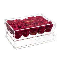 15 red wine roses jewelry box rose