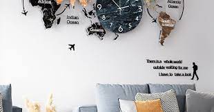 Map Wall Clock Home Decor Art