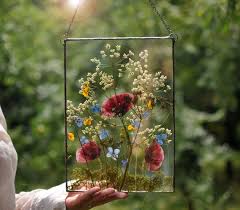 Pressed Flowers Art Stained Glass Art