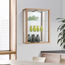 oak wall mounted gl display cabinet
