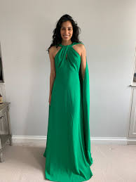 marchesa notte green dress with cape