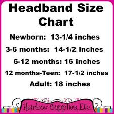 Headband Size Chart Hairbow Supplies Etc