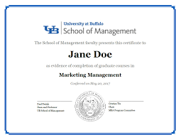 Certificates School Of Management University At Buffalo