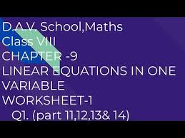 D A V Math Class Viii Ch 9 Linear