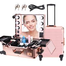 makeup studio cosmetic train case with