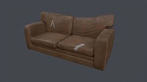 Old Leather Couch Pbr Low Poly Sofa
