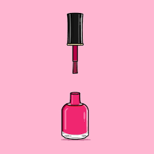 realistic shiny pink nail polish open