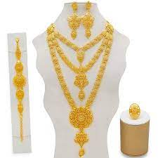 indian dubai gold color jewelry set for