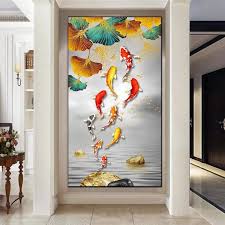Red Koi Lucky Carp Canvas Painting