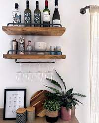 Floating Shelves With Glass Holder And