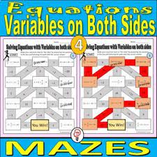 Maze Worksheet Equations Solving