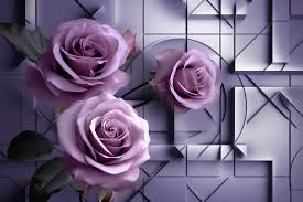 purple rose flowers 3d look wallpaper