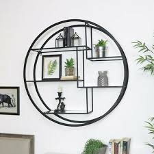 large round black mirrored multi shelf